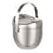 Hello Honey 1-Quart Stainless Steel Double-Wall Ice Bucket with Handle and Curved Lid, Brushed Nickel Finish